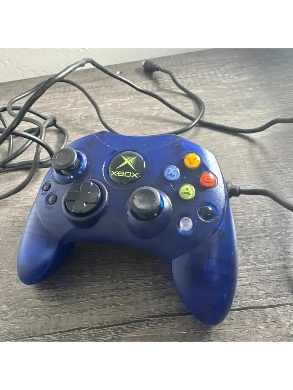 Original Xbox Controller S Blue Translucent Wired Gamepad NO DONGLE